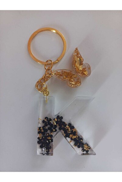 demirbasavm سلسلة مفاتيح Epoxy Letter K - صناعة يدوية