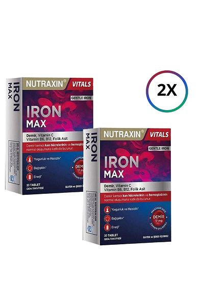 Nutraxin Iron Max 17 mg 30 Tablets - Pcs and 100ML Face Washing Gel Gift Set 1456