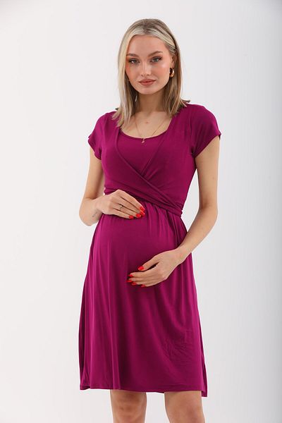 MEGHAN L.A Rochie cu mânecă scurtă pentru maternitate și maternitate Plum cu caracteristică pentru mamelon