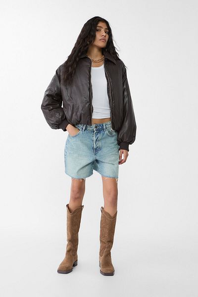 Stradivarius Faux Leather Puffer Jacket
