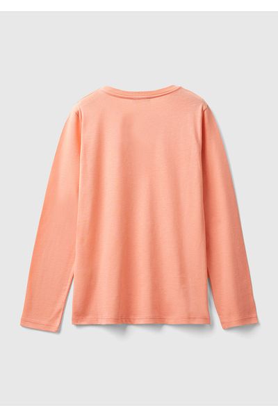 United Colors of Benetton Girl - Colorful Printed Crew Neck Long Sleeve T-Shirt