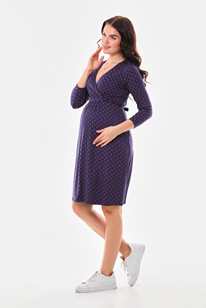 MEGHAN L.A Φόρεμα με κορδόνια και μακριά μανίκια για εγκύους και μετά τον τοκετό