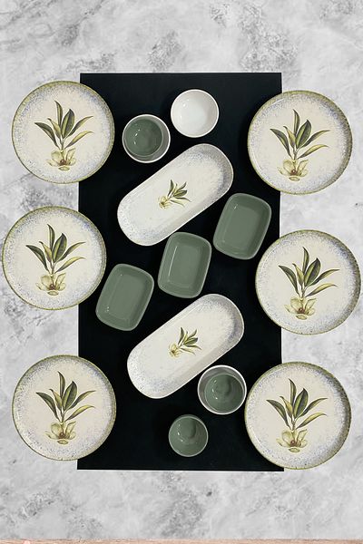 Keramika Magnolia 17 Pieces - Breakfast Set for 6 People