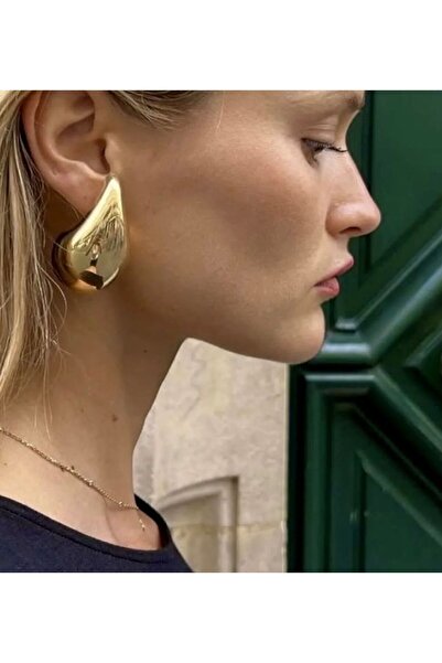 MAS JEWELRY Botte Damla Küpe Büyük Boy Altın Renk