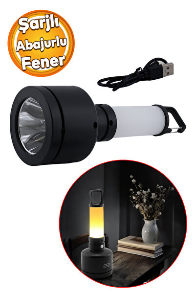 Badem10 Abajur El Feneri Kablo Şarjlı Ledli Kamp Lambası Gece Aydınlatma 10 W...