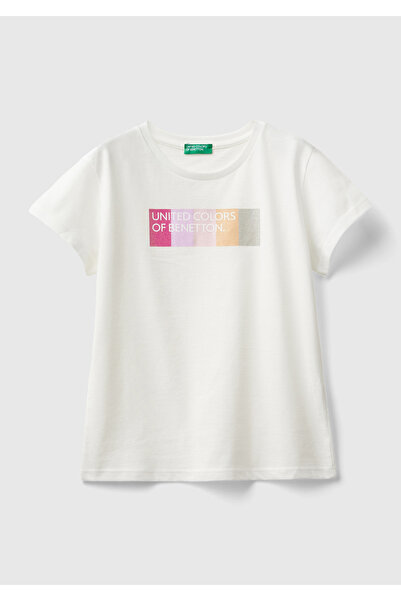 United Colors of Benetton Κοριτσίστικο λευκό μπροστινό γυαλιστερό λογότυπο με...