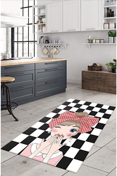 aymira home Dekoratif Dijital Baskılı Kaymaz Taban Yıkanabilir Tüylenmez Kadi...