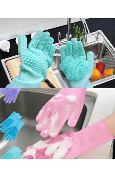 Blue Home Lıght Magic Gloves Sihirli Bulaşık Eldiveni Mutfak Banyo Temizleme ...