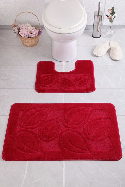 Confetti Flora 60x100 50x60 cm BQ Claret Red Bath Rug
