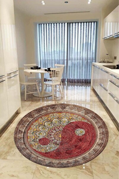 aymira home Home Dekoratifmakinede Yıkanabilen Kaymaz Taban Yuvarlak Mutfak V...