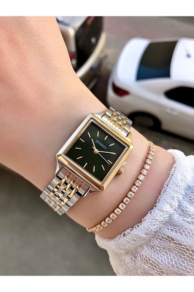 Homies Brand Steel Case - Women's Wristwatch and Gift Bracelet Set