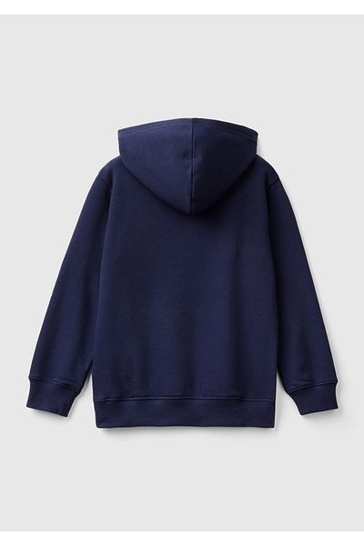 United Colors of Benetton Boy's Front Logo Printed Ribbed Hooded Sweatshirt