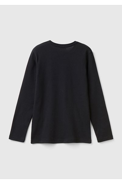United Colors of Benetton Girl - Black Regular Fit Long Sleeve T-shirt with Glitter Logo Print