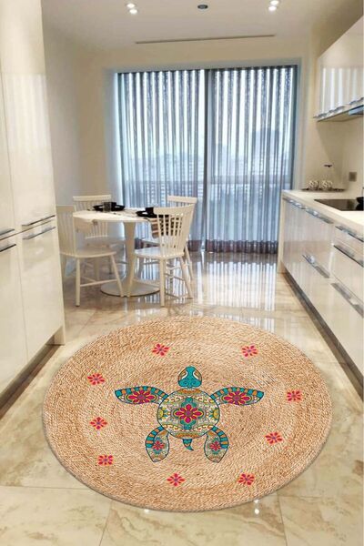 aymira home Home Dekoratifmakinede Yıkanabilen Kaymaz Taban Yuvarlak Mutfak V...