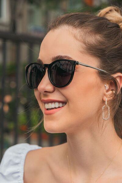 Monvago Mv 19772 Metal Handle Black Women's Sunglasses