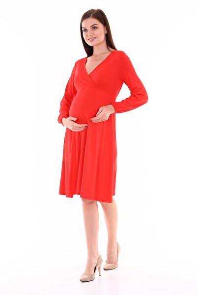 MEGHAN L.A Φόρεμα εγκυμοσύνης από βαμβακερό ελαστικό ύφασμα με κορδόνια στη μέση