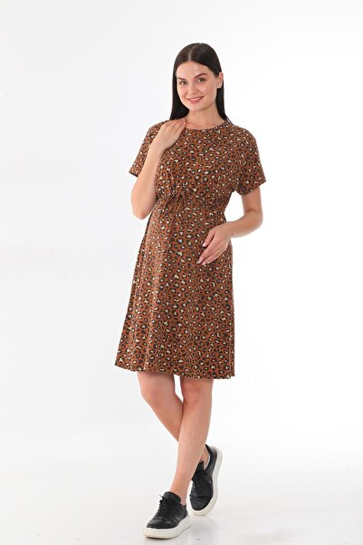 MEGHAN L.A Φόρεμα από ελαστικό βαμβακερό ύφασμα με λεοπάρ μοτίβο με δέσιμο στη μέση