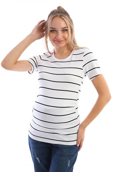 MEGHAN L.A Tricou din bumbac cu dungi alb-negru pentru maternitate