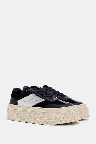 Bestyle Tenis Alves pentru femei - Culori negru si argintiu, piele naturala