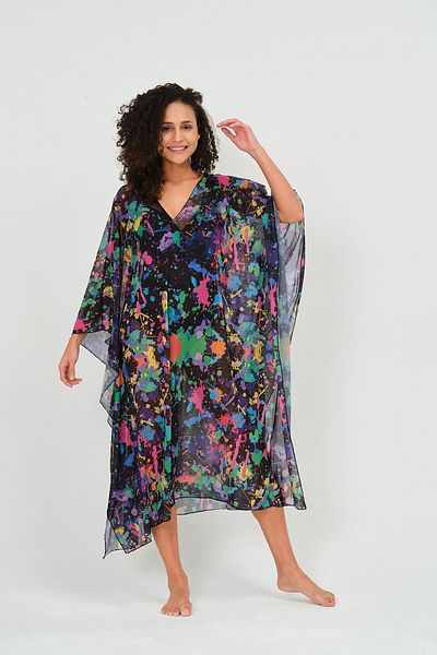 vawensea V-neck Drop Tie-dye Patterned Women's Kaftan Pareo