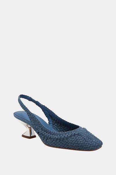 Katy Perry Laterr Woven Women's - Blue Straw Metal Heel Shoes