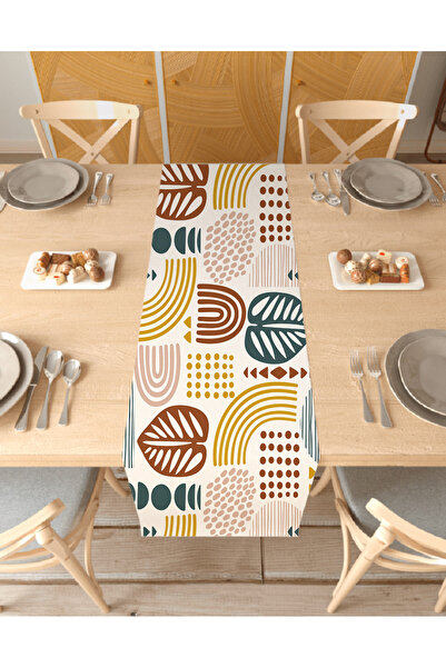 GREENDECOR Husă de masă cu model boem frunze curcubeu - Digital cu imprimeu R...