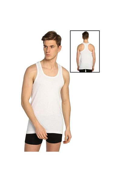 Seher Yıldız Men's White Ribbed Lycra Sports 6-Piece Undershirt (Rambo)