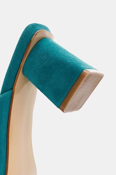 Bestyle Turquoise Anna Women's Genuine Leather Heeled Slippers