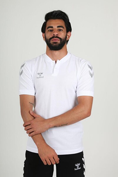 hummel Λευκό αθλητικό μπλουζάκι με βαμβακερό γιακά Armin