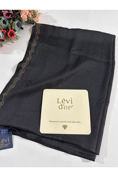 Levidor Premium Diamond Stone Shawl Μαύρο Κίτρινο Dxs0303