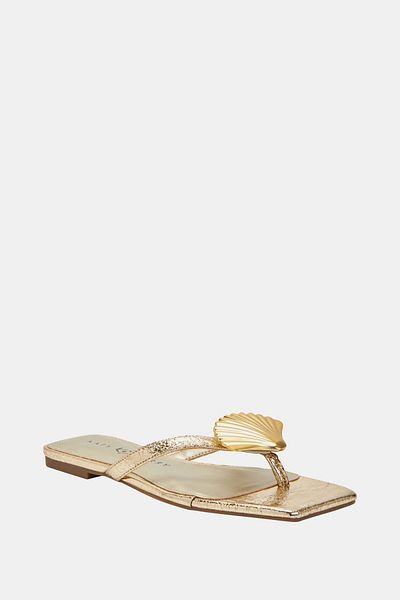 Katy Perry Gold Oyster Stone Camie Shell Women's Slippers