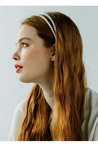 Stilo Hüner Aksesuar İncili 2'li gold taç parti tacı lohusa tacı nikah düğün ...