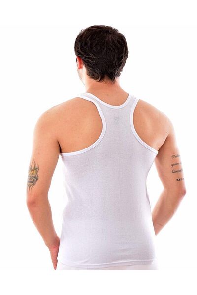 Seher Yıldız Men's White Ribbed Lycra Sports 6-Piece Undershirt (Rambo)