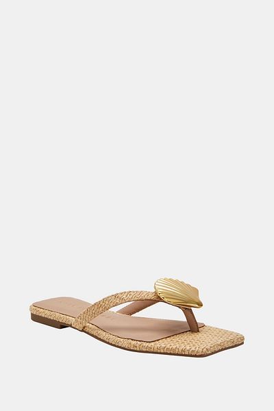 Katy Perry Camie Shell Women's - Natural Oyster and Stone Detailed Slippers