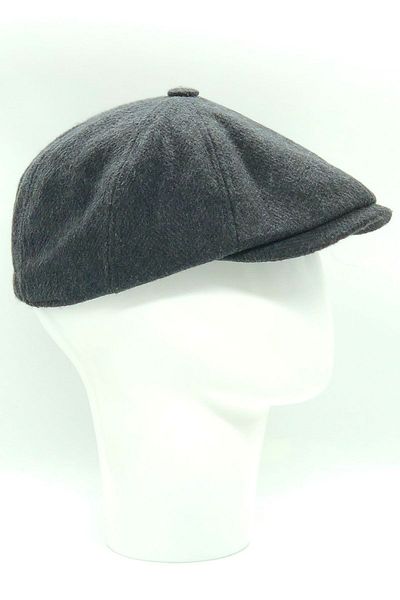 Hoppe Winter Dark Smoked Herringbone Patterned 8-Piece Irish Style Newsboy Peakyblinders Cap