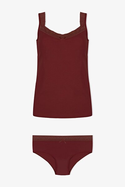 koza iç giyim Kadın Dantel Detaylı Atlet Külot Takım