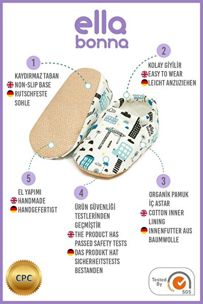 Ella Bonna City Life Baby Booties - Non-Slip Sole, Home Boot Slippers and Nursery Slippers