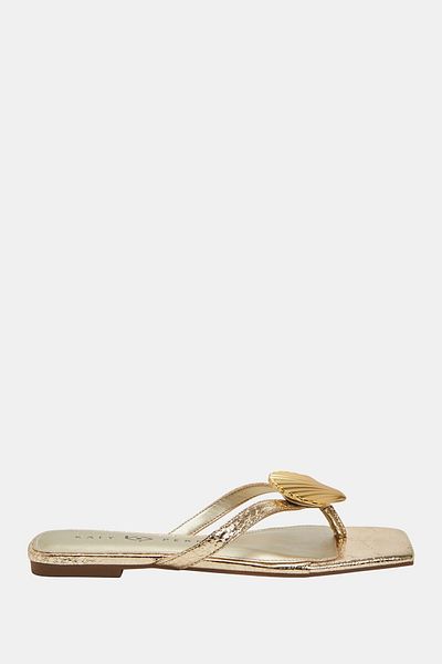 Katy Perry Gold Oyster Stone Camie Shell Women's Slippers