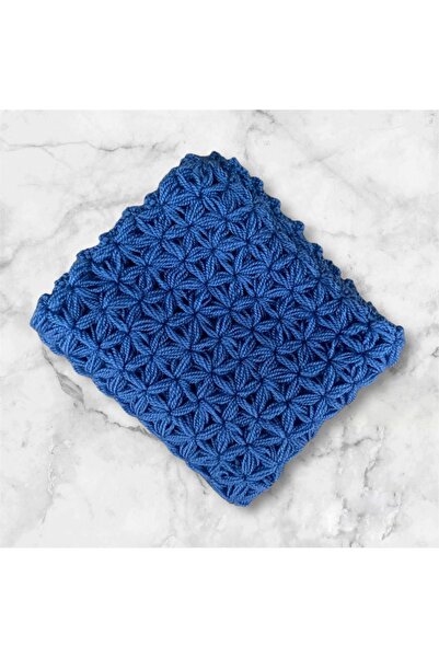 Pafuli ليفة حمام مربعة الشكل على شكل نجمة - محبوكة يدويًا باللون الأزرق