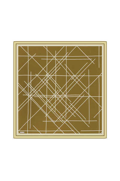 Bursa İpek Μεταξωτό μαντήλι Olive Green Twill - Echo Pattern