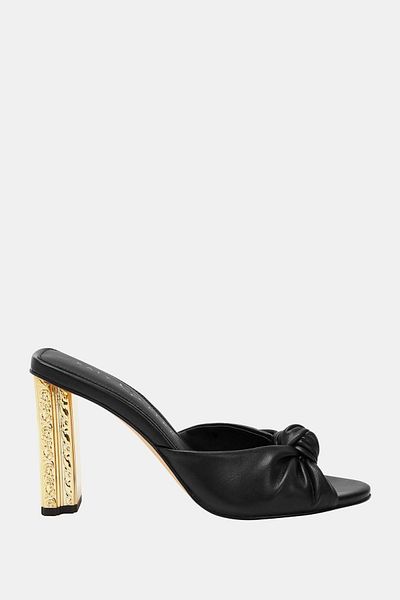 Katy Perry Pantofi cu toc pentru femei Fragming Knotted Black Gold