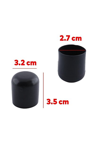 Badem10 Parke Zemin Koruyucu 4 Adet Masa Sandalye Sehpa Ayak Tapası Tıpa Pabucu Takoz Yuvarlak Siyah 32 Mm