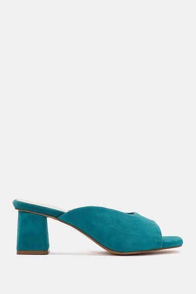 Bestyle Turquoise Anna Women's Genuine Leather Heeled Slippers