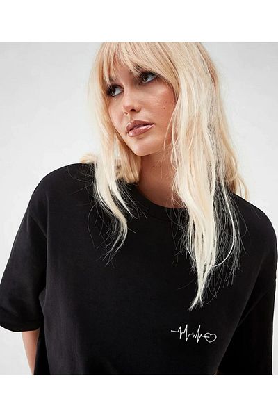 Modern Moda Μπλουζάκι Unisex Black Crew Neck Oversize