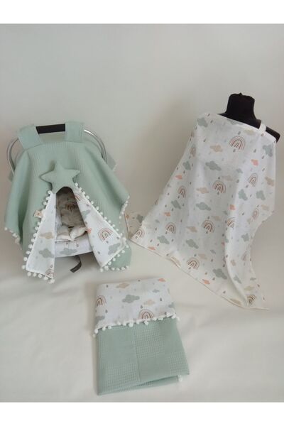 Wenaris غطاء عربة الأطفال مزدوج الجوانب - وسادة، ملاءة عربة الأطفال وبطانية م...