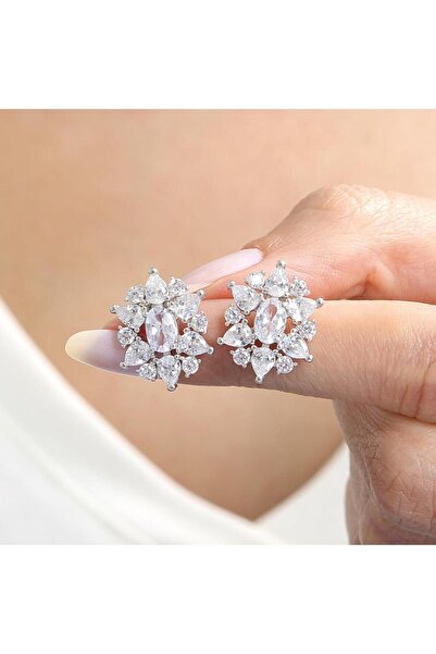 Effective Diamond Paris Işıltısı Işıltılı Gümüş Küpe