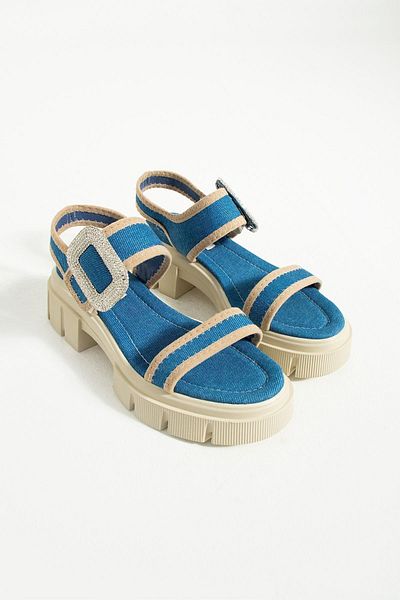 Bestyle Meena Women - Sandale din denim cu detalii în piatră