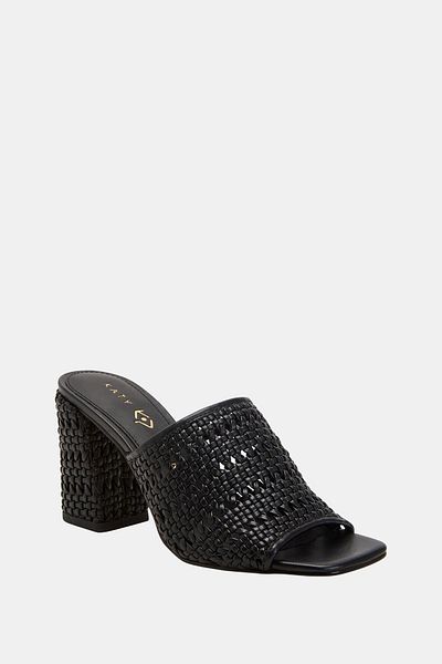 Katy Perry Tana Women - Black Straw Heeled Slippers