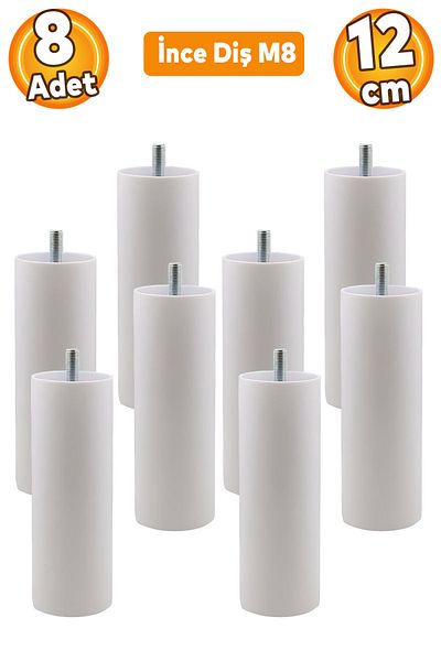 Badem10 Mobilier Canapea Fotoliu Baza Upgrade M8 Șuruburi Dinți Fini Suport Picior Picioare Alb 12cm 8Buc