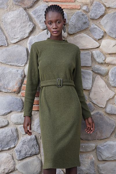 VİENETTA Women's Long Sleeve Half Turtleneck Dress - Camisole 405054